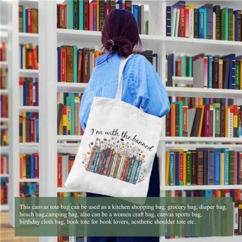 Canvas Tote Bag for Women Aesthetic Cute Cat Shopping Grocery Reusable Bag - Picture 4 of 7